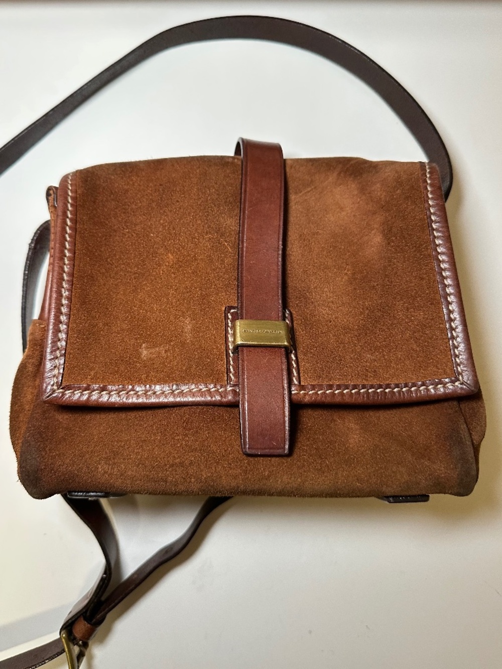 Vintage Francesco Biasia brown suede and leather crossbody bag
